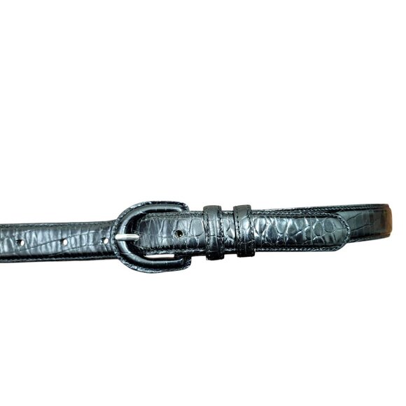 Talbots Leather Croc Embossed Rust Black Fashion Belt Size S - Picture 3 of 6